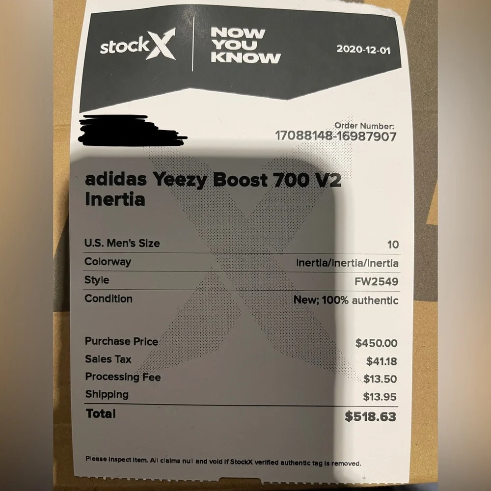 NWT Yeezy Boost 700 V2 Inertia